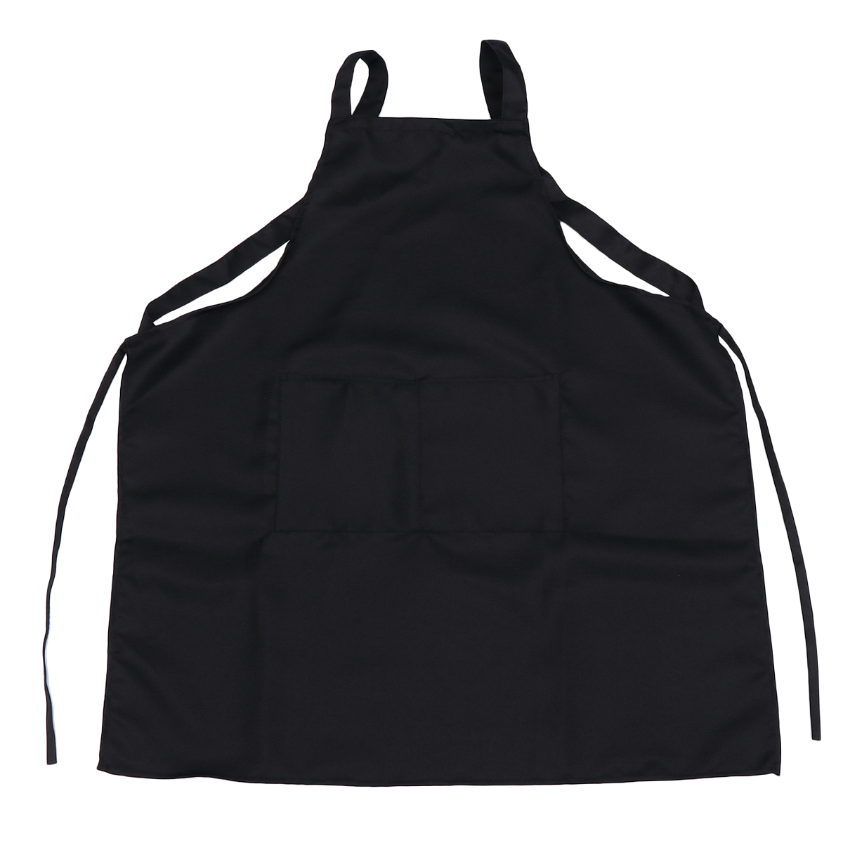 Waterproof Working Apron with Pocket Double Shoulder Strap Anti-oil Apron for Cafe Restaurant (Black)